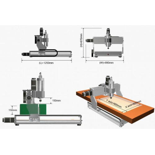 CNC 6090Z 4D Fräsmaschine + Wassersystem + Zubehör