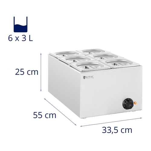 Bain Marie - Speisenwärmer - 640W - 6xGN